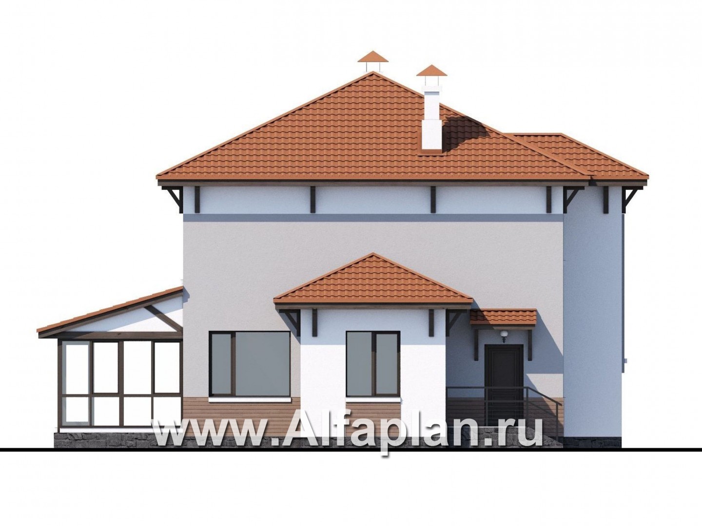 Проекты домов Альфаплан - «Эликсир» - современный коттедж с удобным входом и светлой прихожей - изображение фасада №3