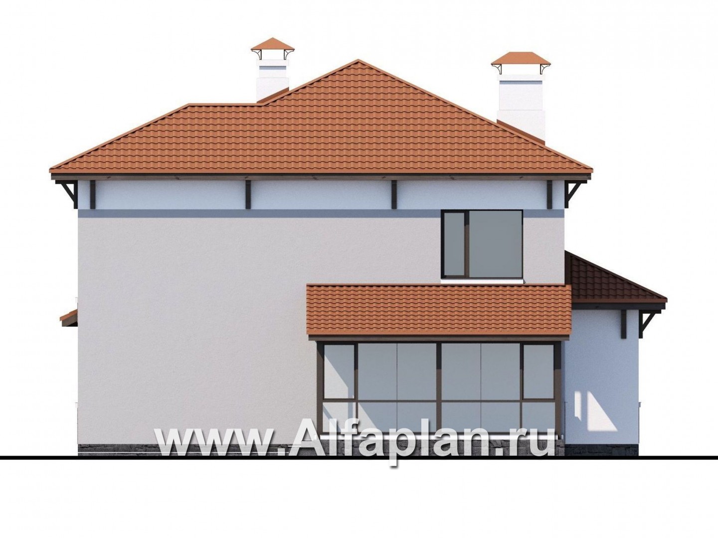 Проекты домов Альфаплан - «Эликсир» - современный коттедж с удобным входом и светлой прихожей - изображение фасада №4