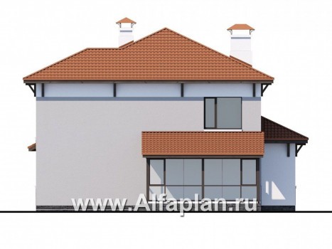 Проекты домов Альфаплан - «Эликсир» - современный коттедж с удобным входом и светлой прихожей - превью фасада №4