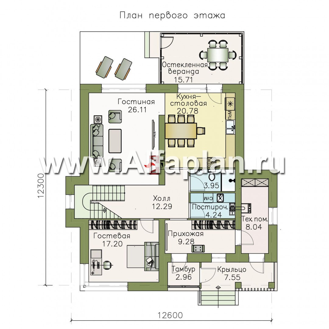 Проекты домов Альфаплан - «Выбор» - экономичный и комфортный современный дом - план проекта №1