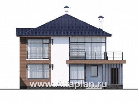 Проекты домов Альфаплан - «Выбор» - экономичный и комфортный современный дом - превью фасада №1