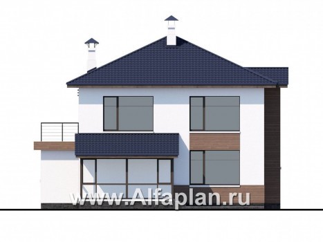 Проекты домов Альфаплан - «Выбор» - экономичный и комфортный современный дом - превью фасада №4