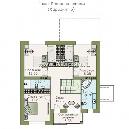 Проекты домов Альфаплан - «Седьмая высота» - проект двухэтажного современного дома с большой гостиной - превью плана проекта №4