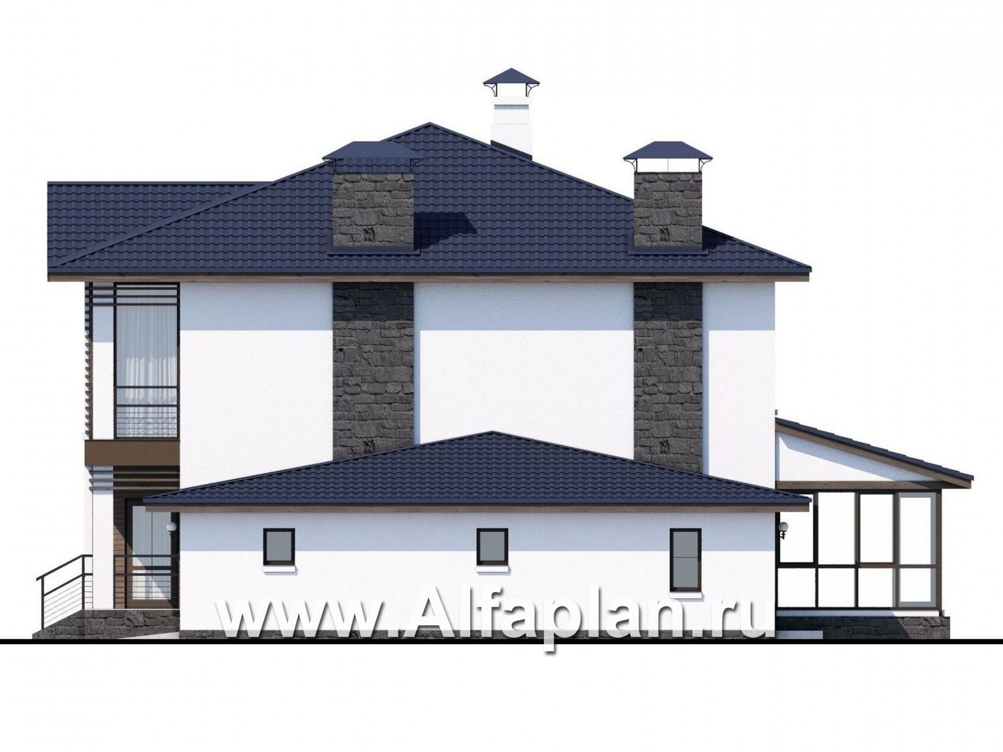 Проекты домов Альфаплан - «Выбор» - проект современного загородного дома с гаражом - изображение фасада №2