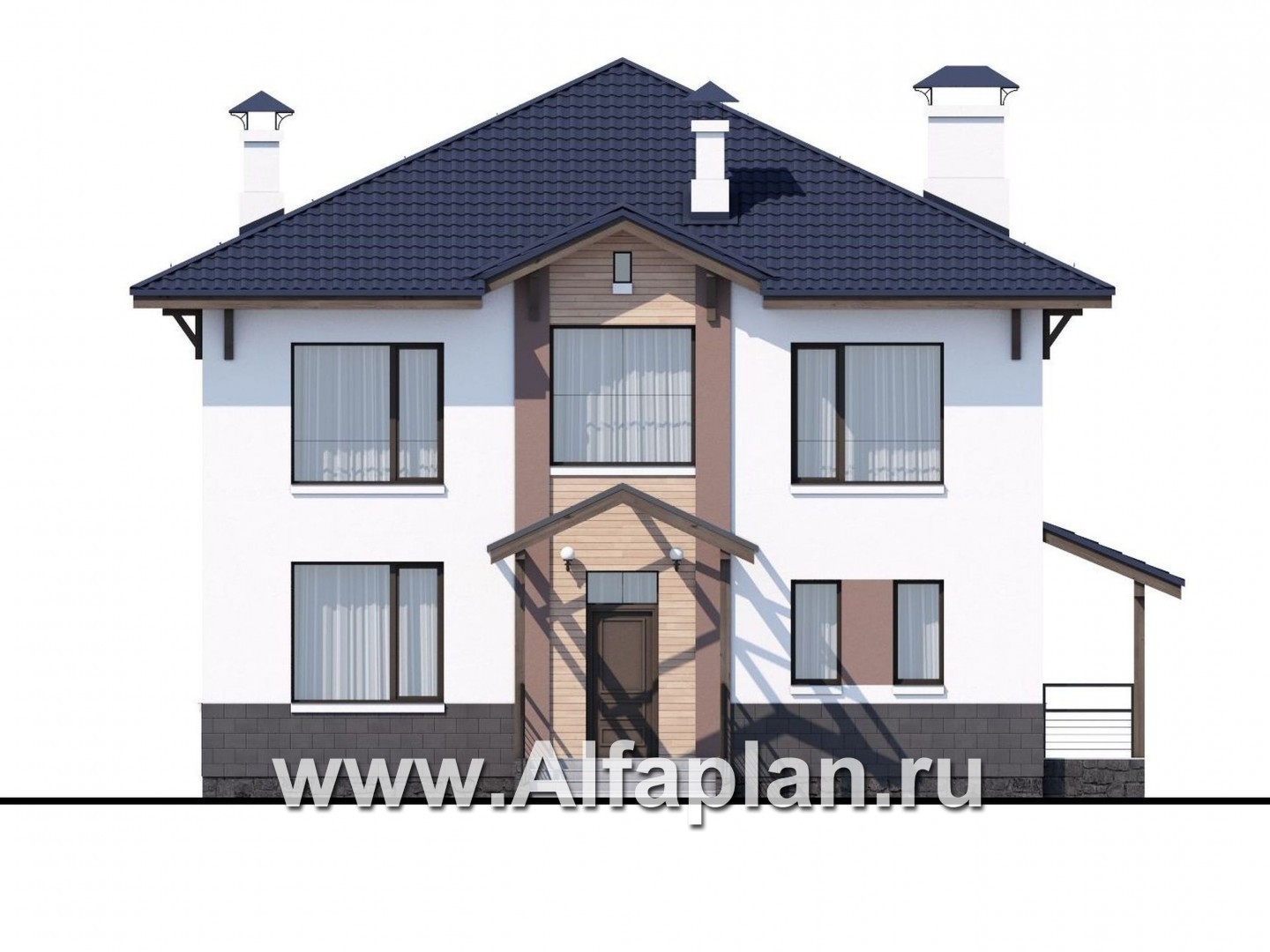 Проекты домов Альфаплан - «Четыре сезона» - современный дом с эффектной планировкой - изображение фасада №1