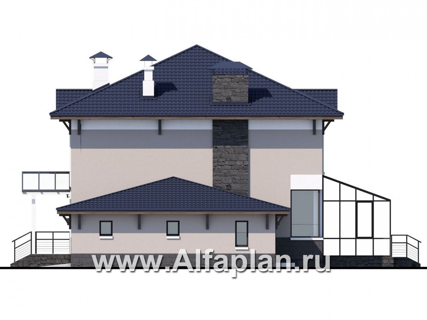 Проекты домов Альфаплан - «Четыре сезона» - современный дом с гаражом и эффектной гостиной - изображение фасада №2