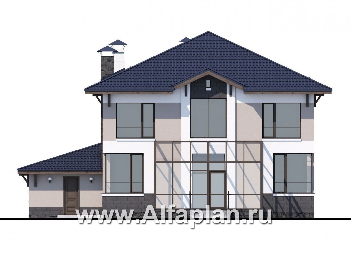 Проекты домов Альфаплан - «Четыре сезона» - современный дом с гаражом и эффектной гостиной - изображение фасада №4
