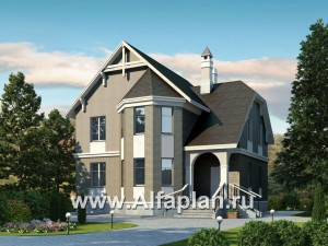 Проекты домов Альфаплан - «Успех» -двухэтажный дом  с верандой и эркером - превью основного изображения