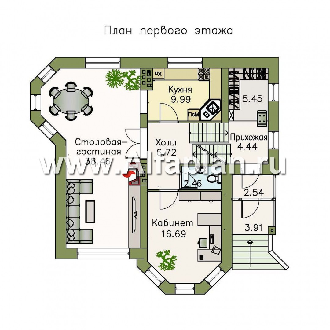 Проекты домов Альфаплан - «Корвет-прогресс» - трехэтажный коттедж с двумя гаражами - план проекта №2