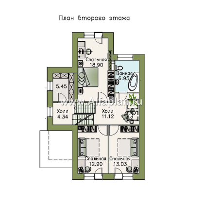Проекты домов Альфаплан - «Эврика» - проект трехэтажного дома, планировка с увеличенной прихожей, с гаражом в цоколе, для узкого участка - превью плана проекта №3