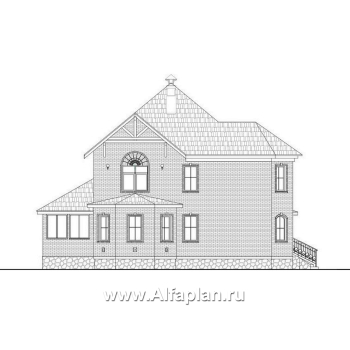 Проекты домов Альфаплан - «Амбиент» - респектабельный дом с гаражом на два автомобиля - превью фасада №3