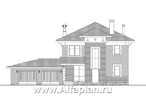 «Виконт» - проект двухэтажного дома, с террасой, удобная планировка с гаражом на 2 авто, в стиле эклектика - превью фасада дома - фото №1