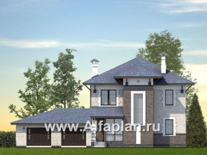 Проекты домов Альфаплан - «Виконт»- двухэтажный дом с большим гаражом и отличной планировкой - превью основного изображения