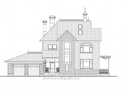 «Дипломат Плюс» - проект двухэтажного дома из газобетона, с бильярдной в мансарде, с гаражом на 2 авто - превью фасада дома