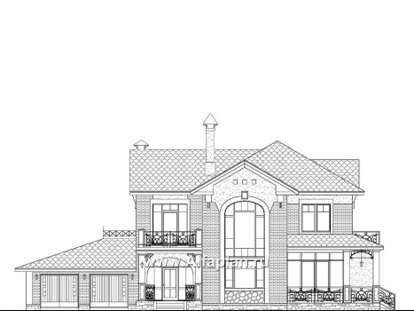 «Голицын» - проект двухэтажного дома, с двусветной гостиной и с террасой, в стиле модерн и гаражом на 2 авто - превью фасада дома