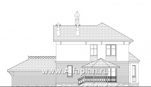 Проекты домов Альфаплан - «Классика»- двухэтажный особняк с эркером и гаражом на два автомобиля - превью фасада №4