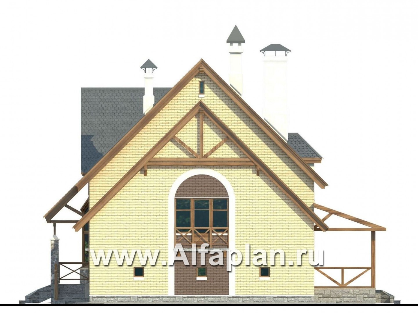 Проекты домов Альфаплан - «Особняк» - проект коттеджа в классической традиции - изображение фасада №2