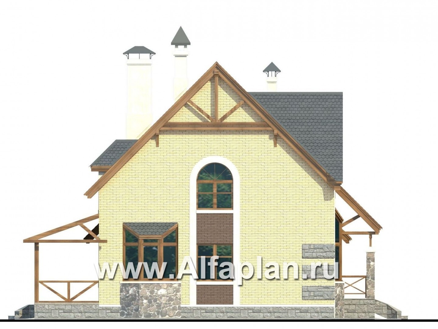 Проекты домов Альфаплан - «Особняк» - проект коттеджа в классической традиции - изображение фасада №3