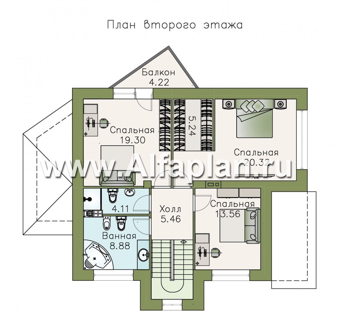 Проекты домов Альфаплан - «Эликсир» - современный коттедж с эффектной гостиной - план проекта №2