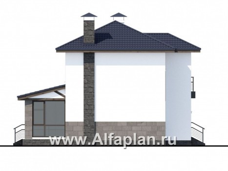 Проекты домов Альфаплан - «Мотивация успеха» - дом, обращенный  окнами в сад - превью фасада №3