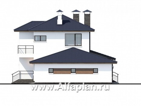 Проекты домов Альфаплан - «Мотивация успеха» - дом с гаражом, обращенный окнами в сад - превью фасада №2