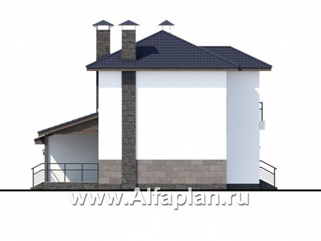 Проекты домов Альфаплан - «Мотивация успеха» - дом с гаражом, обращенный окнами в сад - превью фасада №3