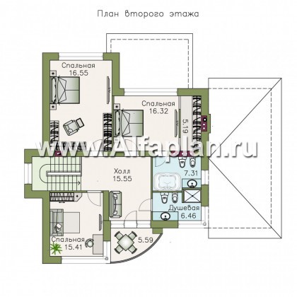 Проекты домов Альфаплан - «Платина» - современный дом в европейской традиции - превью плана проекта №2