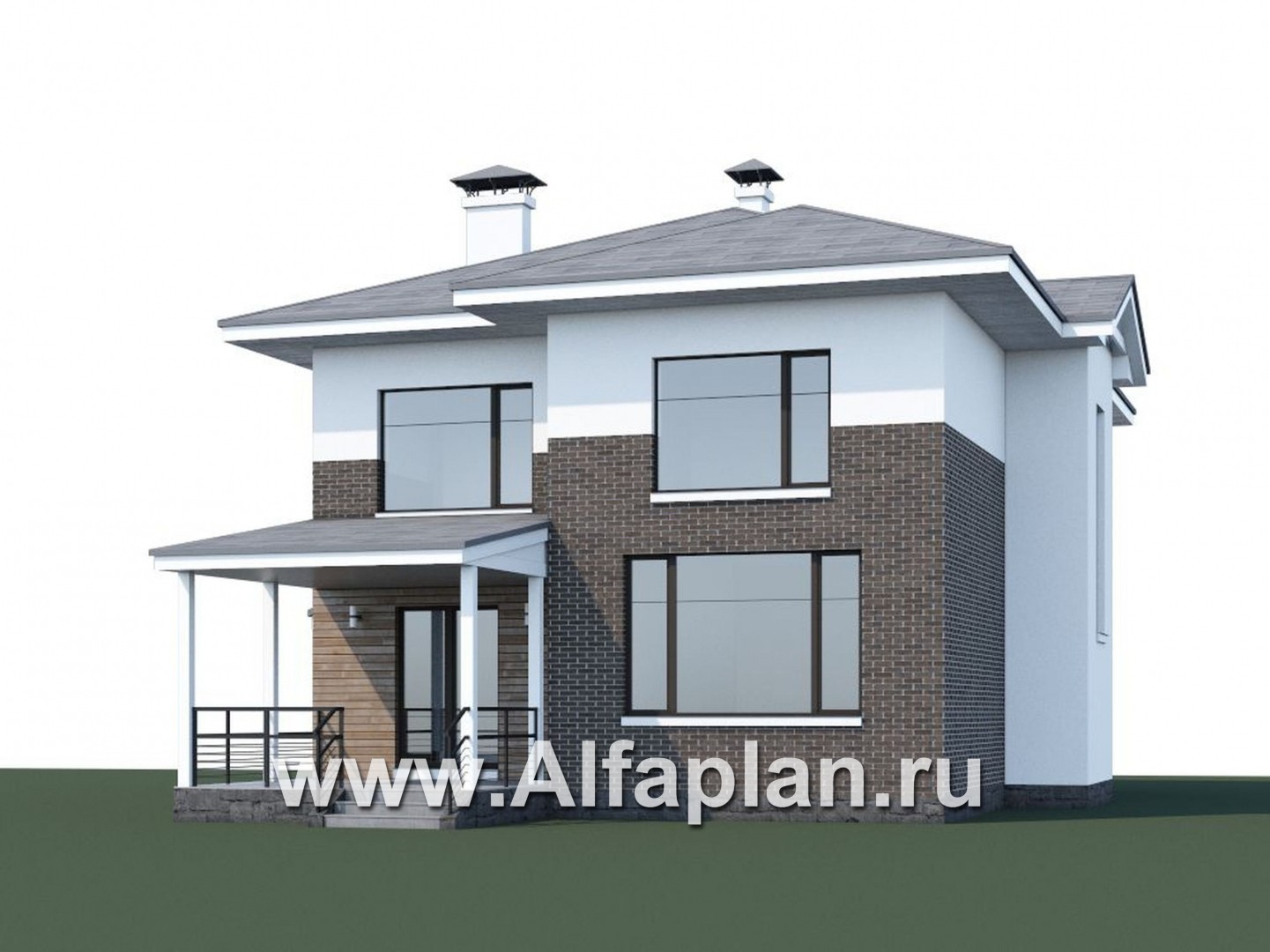 Проекты домов Альфаплан - «Сектор счастья» - стильный и компактный дом для большой семьи - дополнительное изображение №1