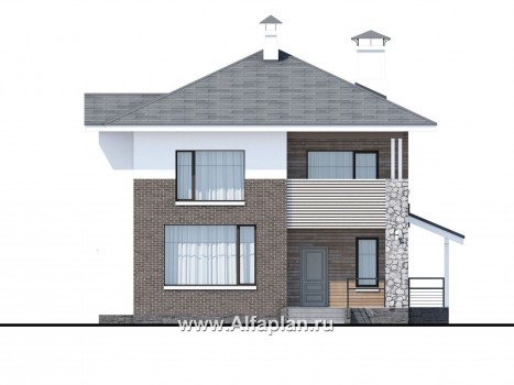 Проекты домов Альфаплан - «Сектор счастья» - стильный и компактный дом для большой семьи - превью фасада №1