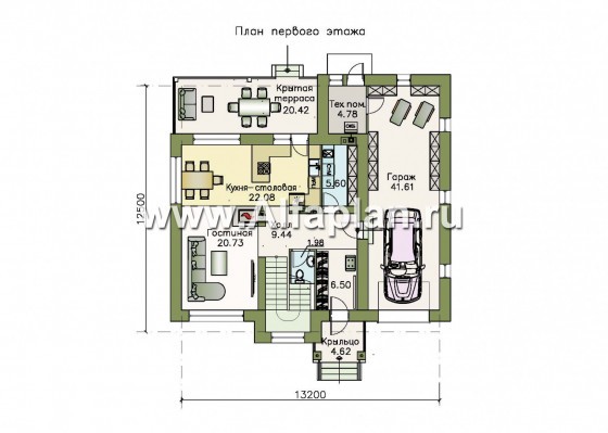 Проекты домов Альфаплан - «Приоритет» - современный экономичный дом с гаражом - превью плана проекта №1