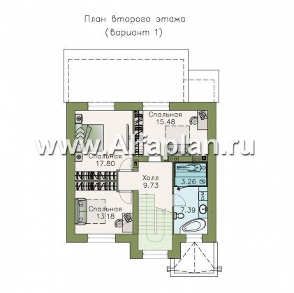 «Приоритет» - проект двухэтажного дома из газобетона, с террасой, 3 спальни, сауна на 2 эт - превью план дома