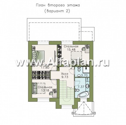 «Приоритет» - проект двухэтажного дома из газобетона, с террасой, 3 спальни, сауна на 2 эт - превью план дома