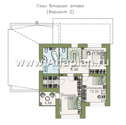 «Рефлекс» - проект двухэтажного дома с гаражом, с террасой, с эксплуатируемой кровлей - превью план дома