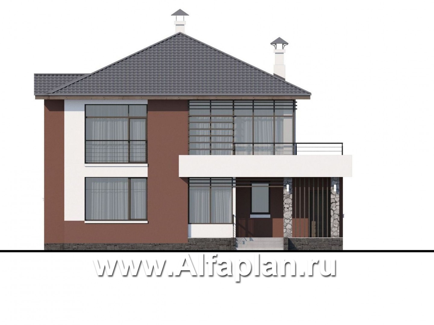 Проекты домов Альфаплан - «Выбор» - экономичный и комфортный современный дом - изображение фасада №1