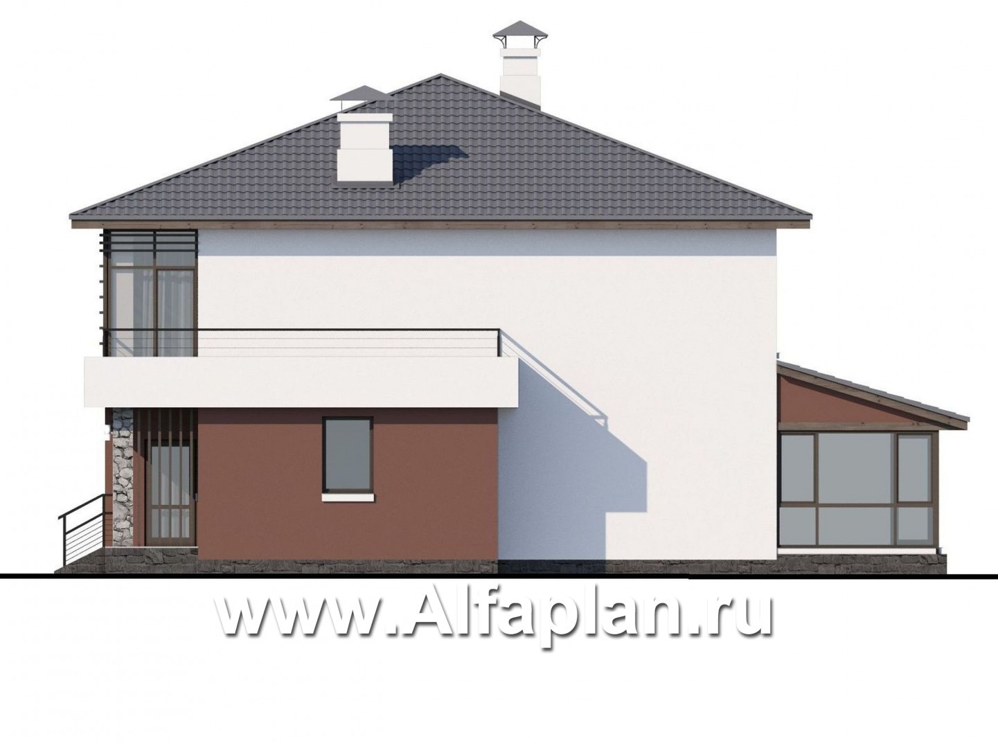Проекты домов Альфаплан - «Выбор» - экономичный и комфортный современный дом - изображение фасада №2