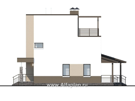 Проекты домов Альфаплан - «Приоритет» - компактный трехэтажный дом с «зеленой» кровлей - превью фасада №2