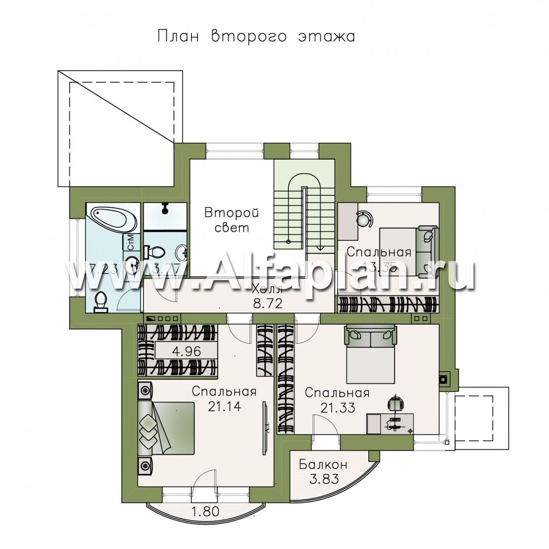 Проекты домов Альфаплан - «Гедонист»-  комфортный коттедж с эффектным остеклением - изображение плана проекта №2