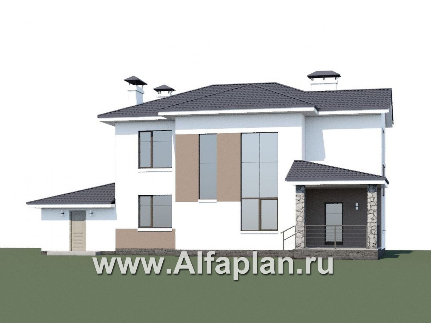 Проекты домов Альфаплан - «Гедонист»- коттедж с гаражом и эффектным остеклением - дополнительное изображение №1