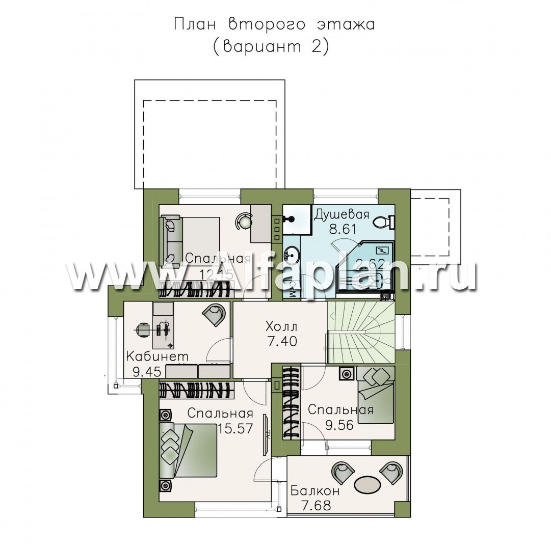 Проекты домов Альфаплан - «Лотос» - проект современного двухэтажного дома - изображение плана проекта №3