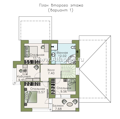 «Лотос» - проект современного двухэтажного дома, 4 спальни, с террасой, в стиле минимализм, с гаражом - превью план дома