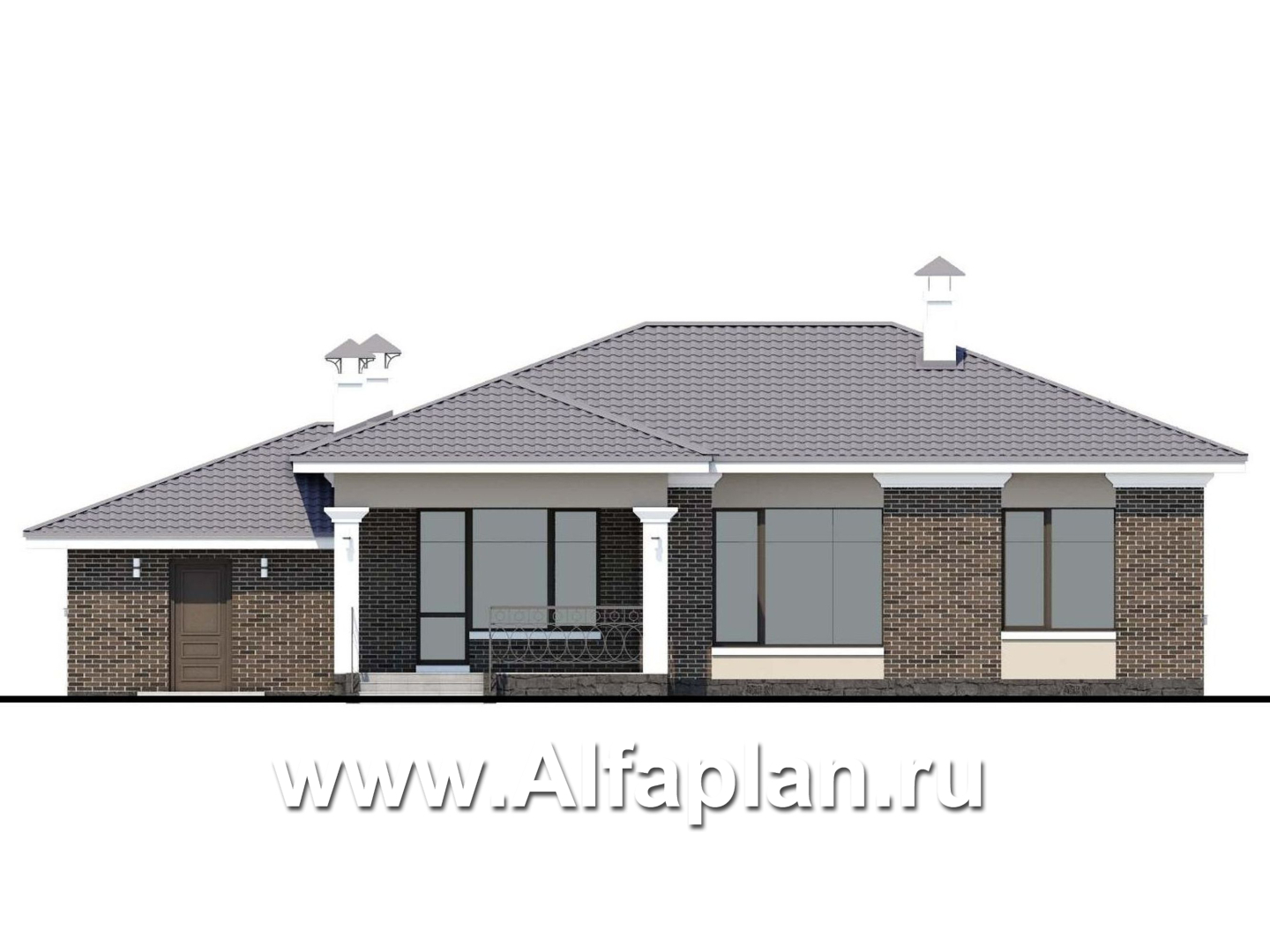 Проекты домов Альфаплан - «Жасмин» - одноэтажный дом с гаражом в классическом стиле - изображение фасада №4