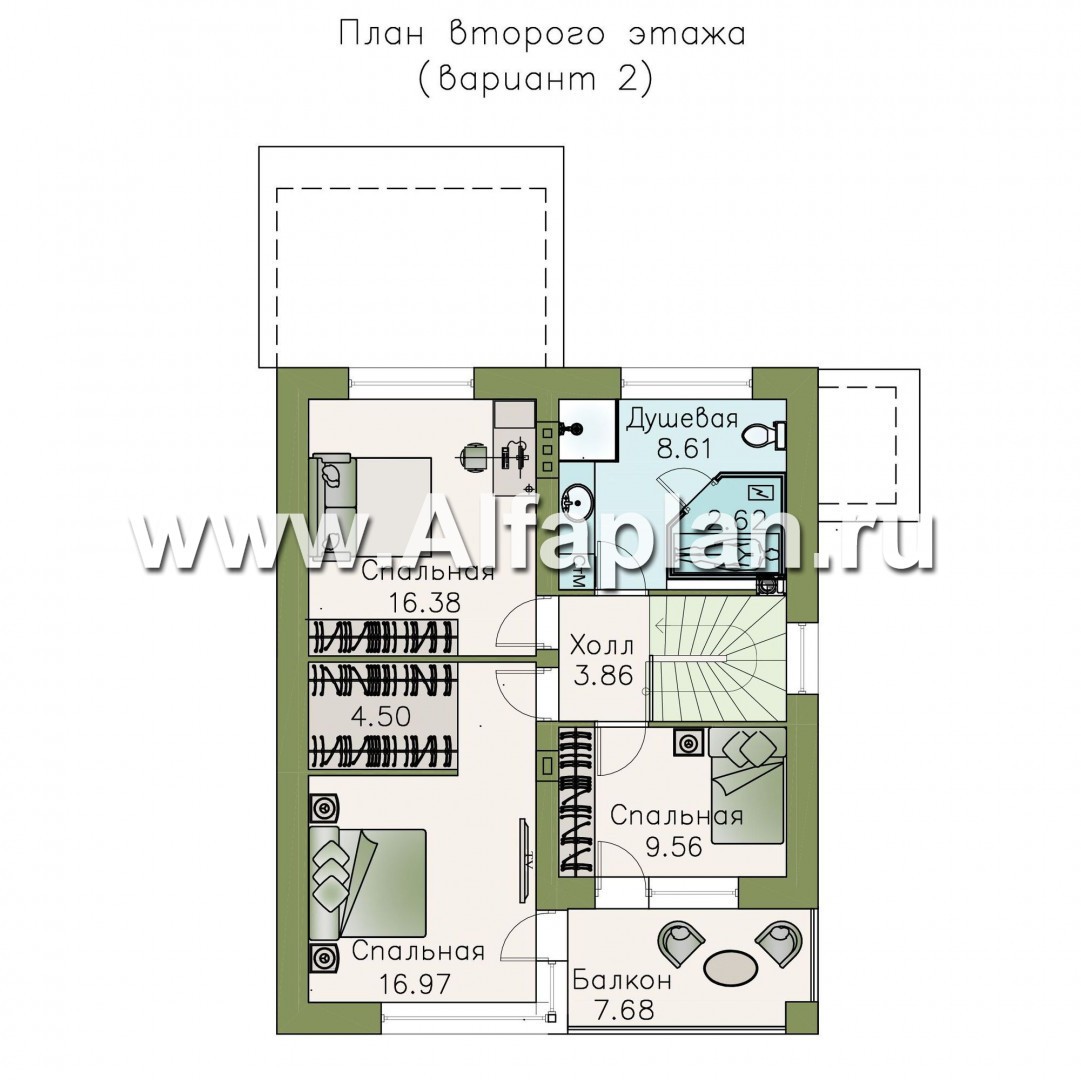 Проекты домов Альфаплан - «Лотос» - компактный современный двухэтажный дом - изображение плана проекта №3