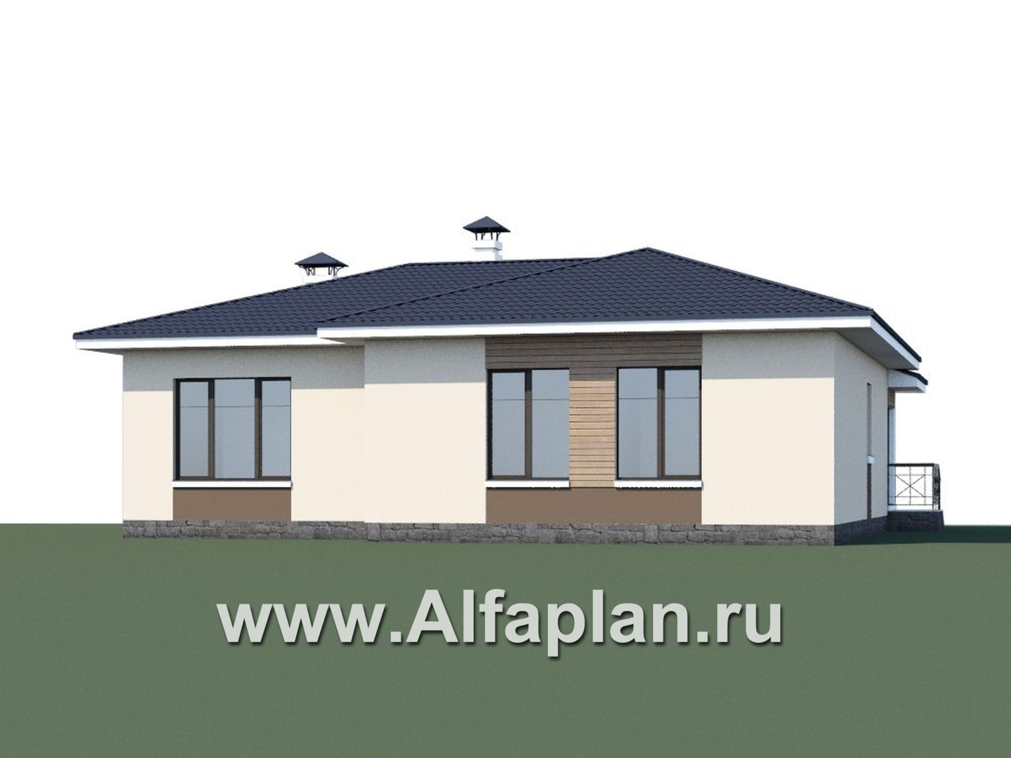 Проекты домов Альфаплан - «Теплый очаг» - экономичный одноэтажный дом - дополнительное изображение №1