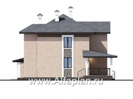 Проекты домов Альфаплан - «Модерн» - изящный коттедж с гаражом в стиле Серебряного века - превью фасада №3