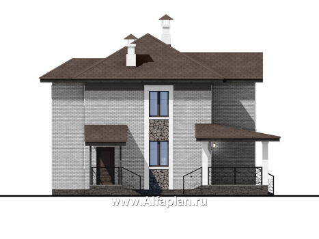 Проекты домов Альфаплан - «Модерн» - изящный коттедж в стиле Серебряного века - превью фасада №3