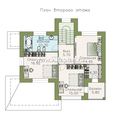 «Модерн» - проект двухэтажного дома из газобетона, с террасой, в стиле модерн - превью план дома