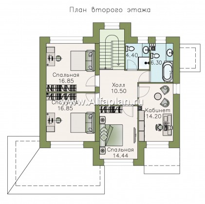 «Арт-Нуво» - проект двухэтажного дома,  с террасой, в стиле модерн - превью план дома