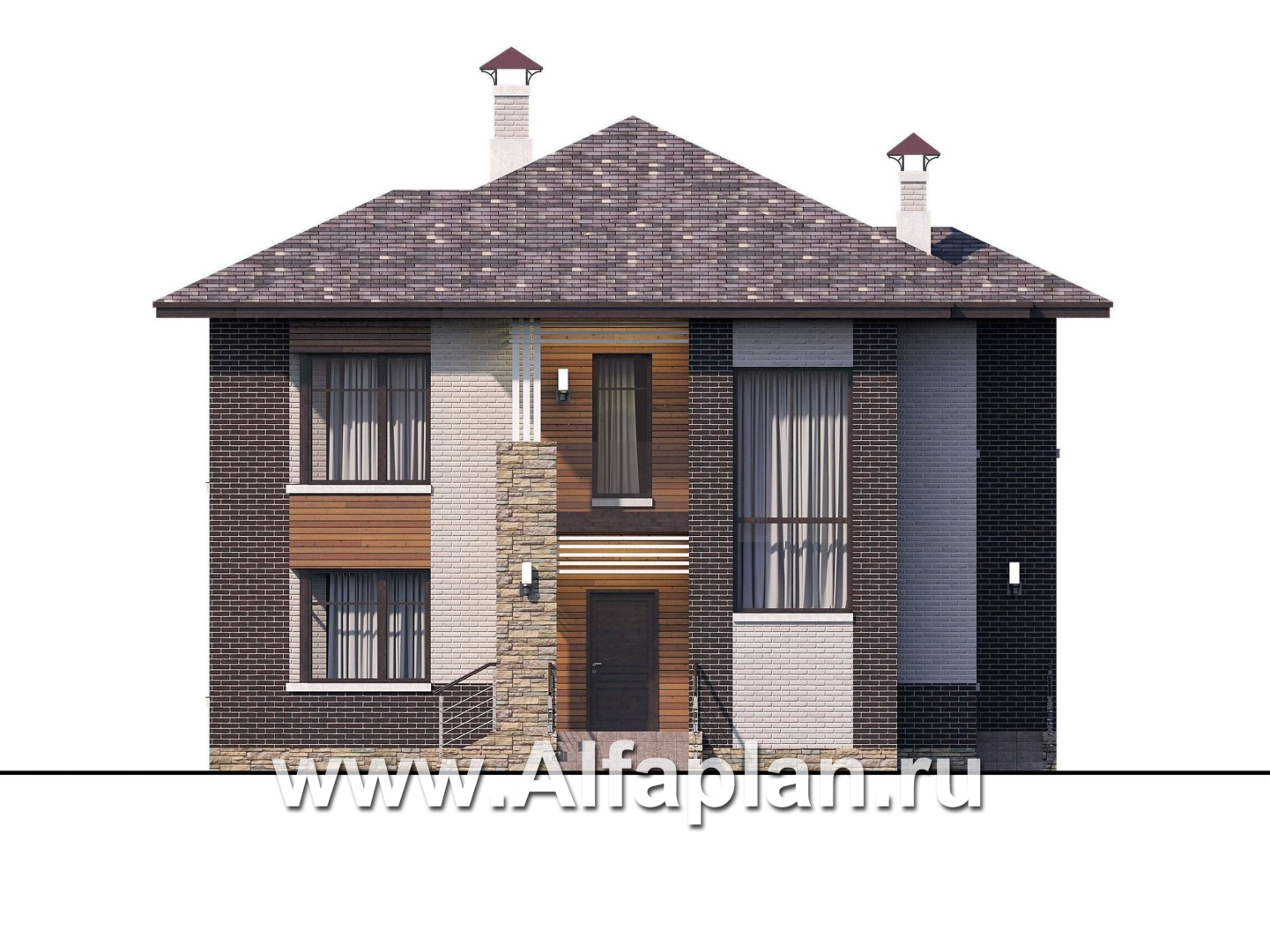 Проекты домов Альфаплан - «Эндорфин» - современный двухэтажный дом - изображение фасада №1