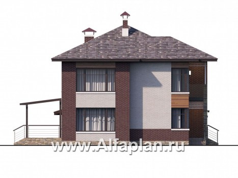 Проекты домов Альфаплан - «Эндорфин» - современный двухэтажный дом с гаражом - превью фасада №3