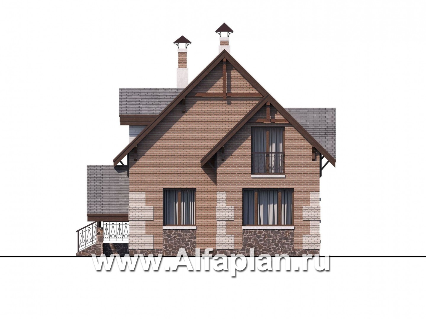 Проекты домов Альфаплан - «Улыбка» - компактный загородный дом - изображение фасада №2